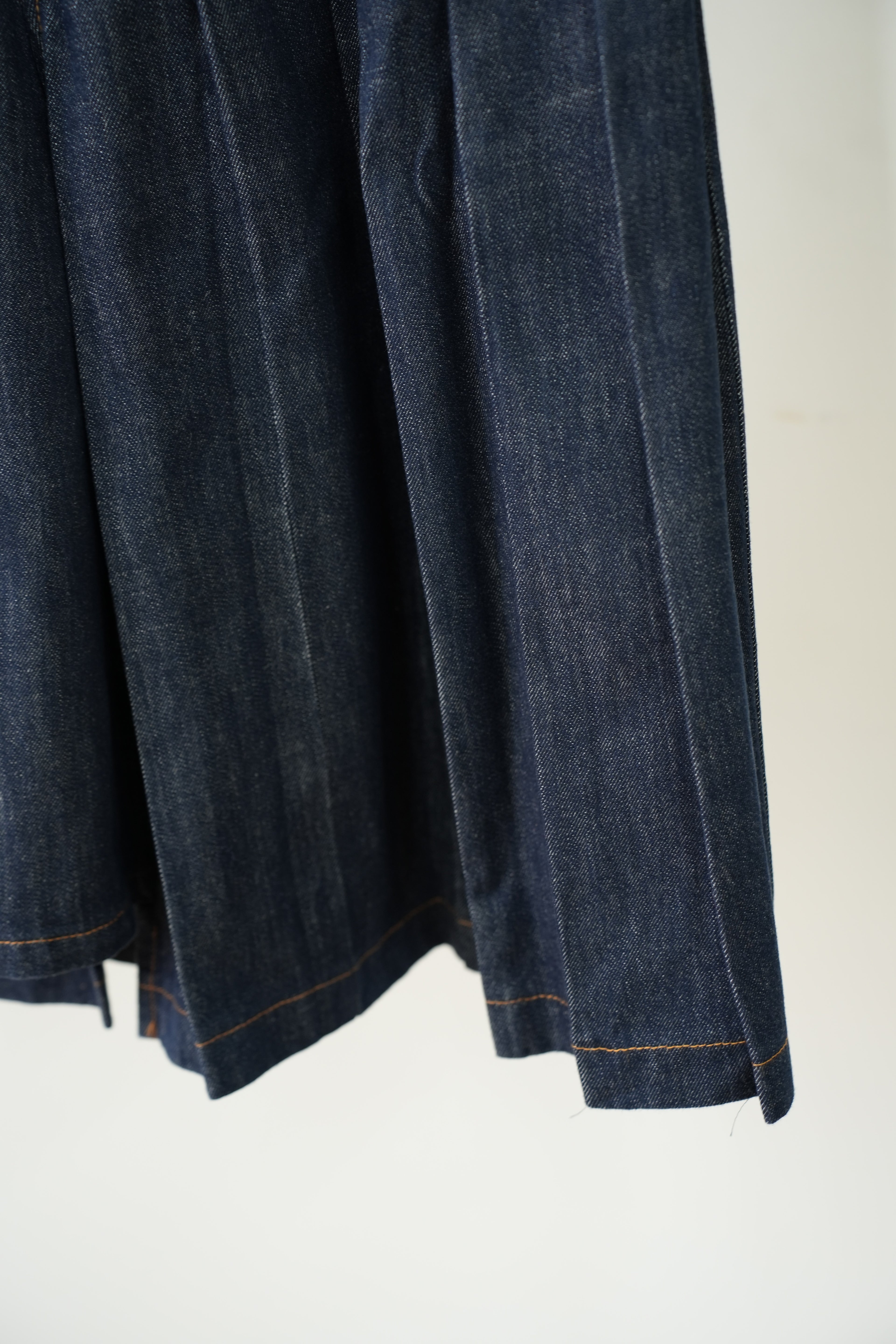 y's Asymmetrical Pleated Denim Skirt