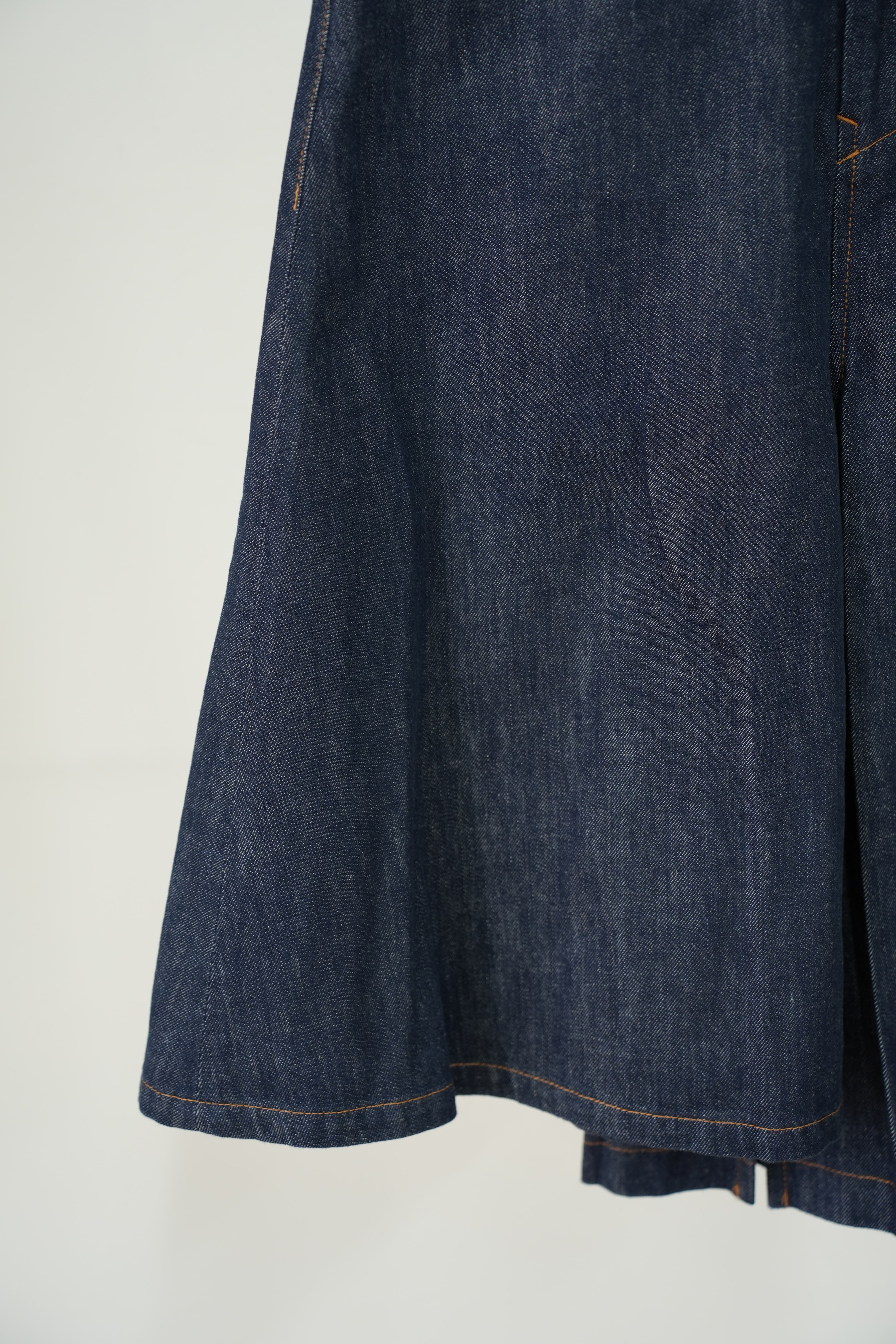 y's Asymmetrical Pleated Denim Skirt