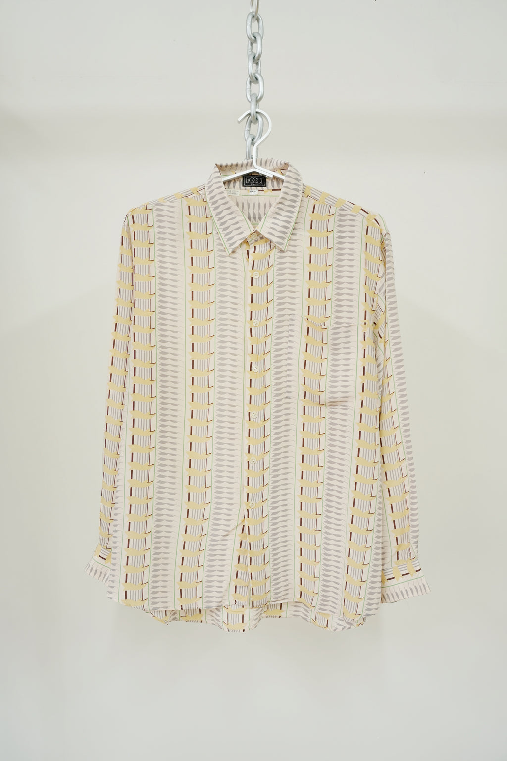 1980s BOCCI Geometric Stripe Pattern Shirt