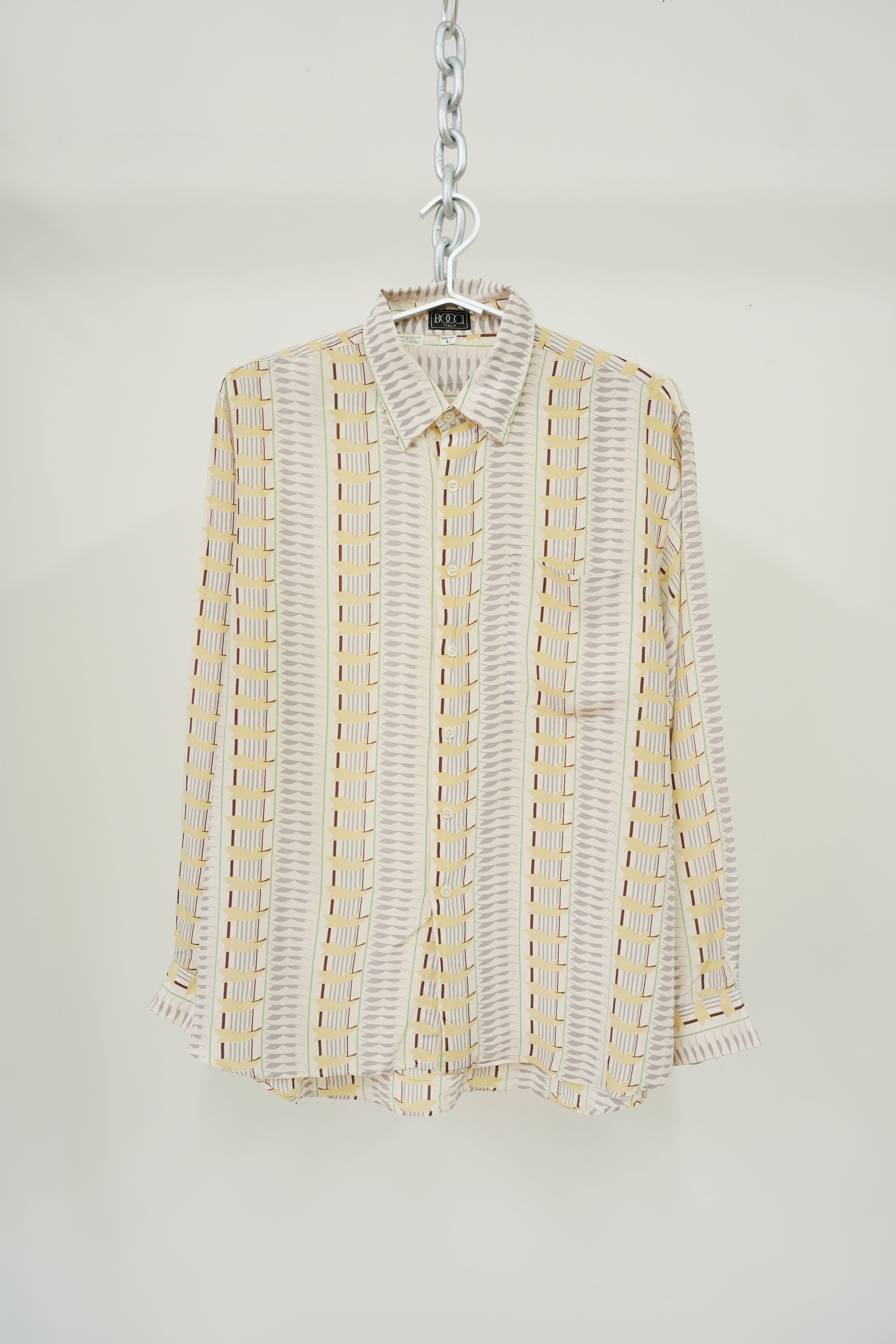1980s BOCCI Geometric Stripe Pattern Shirt