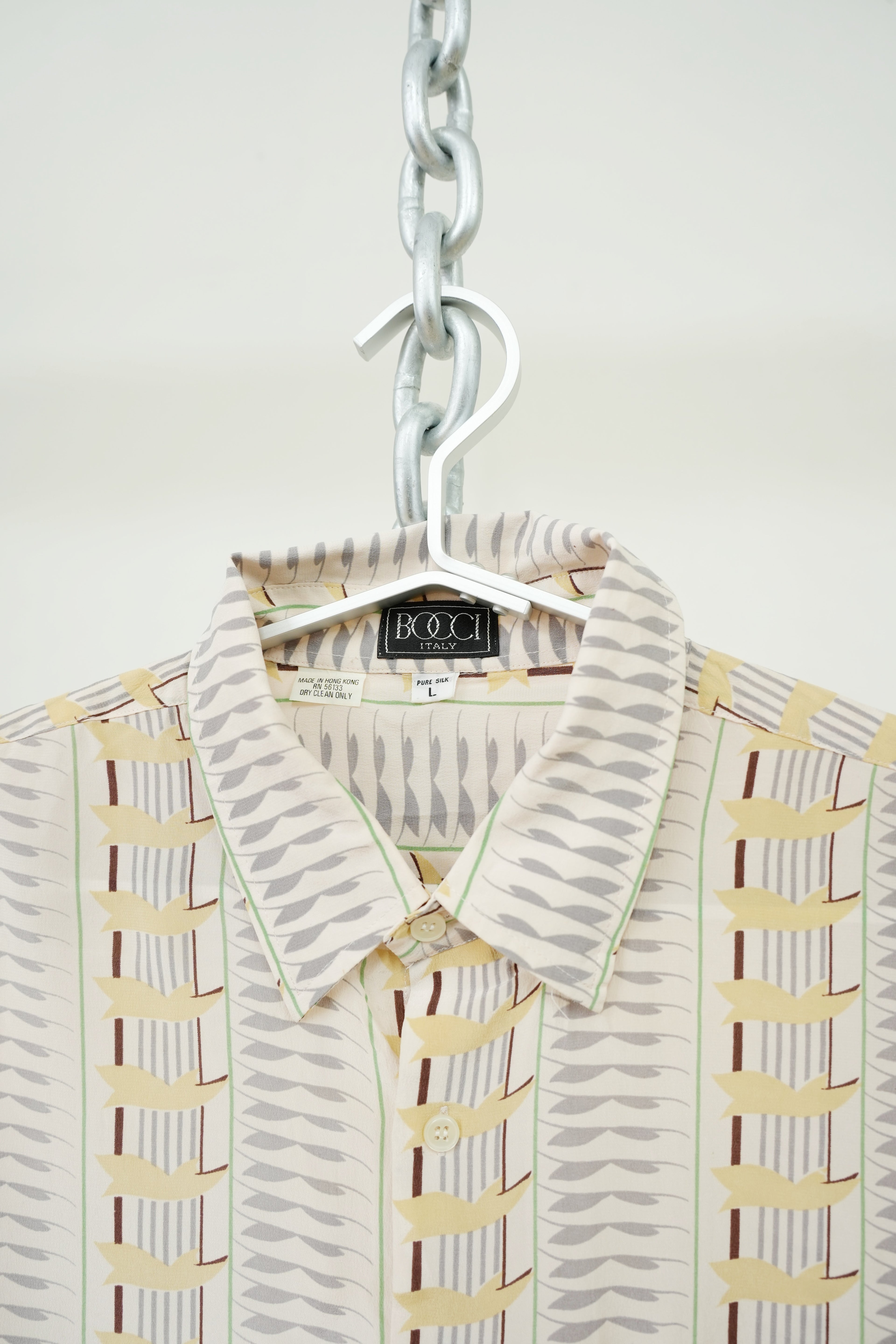 1980s BOCCI Geometric Stripe Pattern Shirt