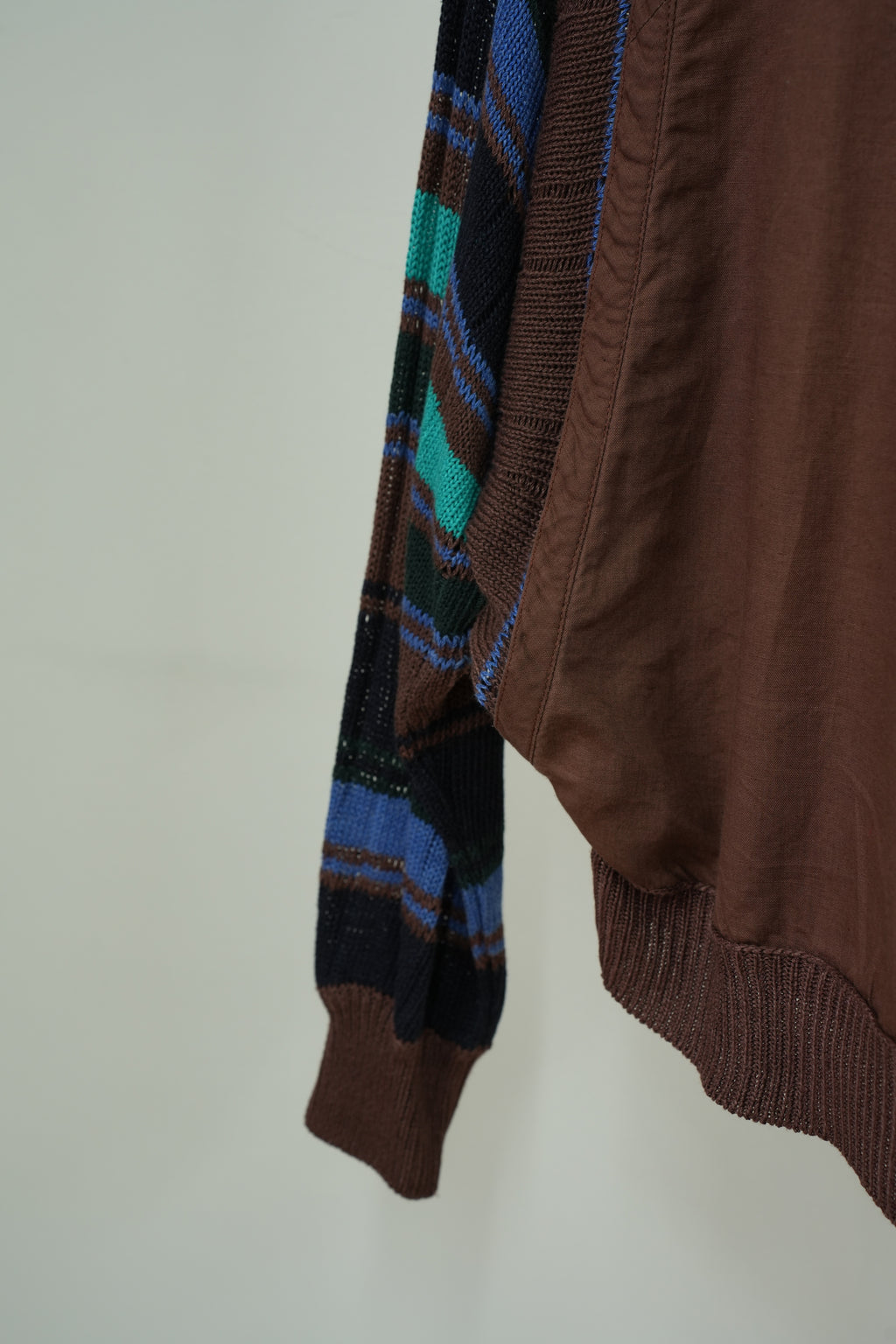 1980s Escada Textual Mixed Design Dolman Sleeve V-Neck Top